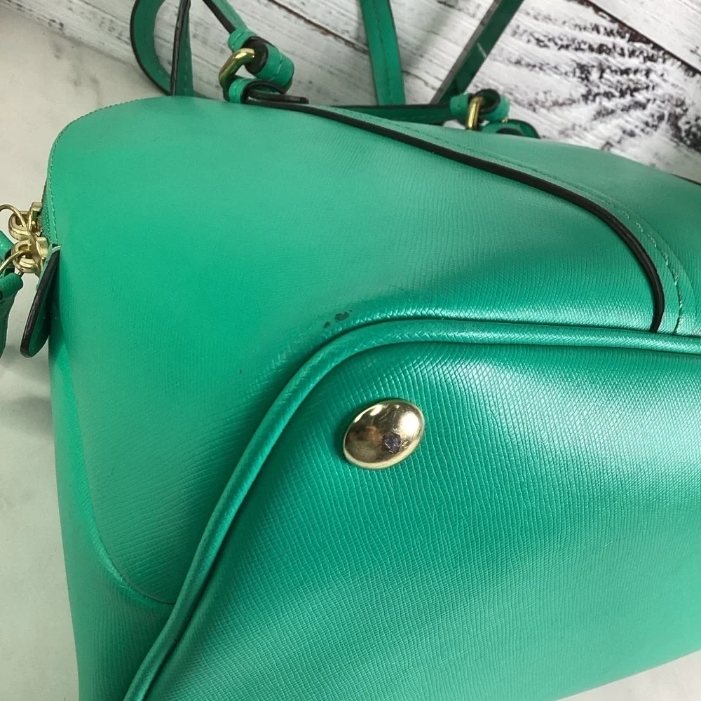 COACH VINTAGE #25671 HAND BAG GREEN PEYTON CORA DOMED SATCHEL PURSE‎ CROSSBODY